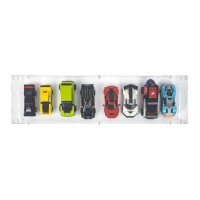 Pr&eacute;sentoir acrylique XL pour 8 mod&egrave;les LEGO&reg; Speed Champions c&ocirc;te &agrave; c&ocirc;te (avec socle noir)