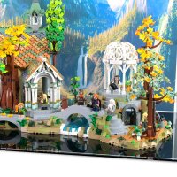 Acryl-Display f&uuml;r LEGO&reg; 10316 Der Herr der Ringe: Bruchtagl (Mit Hintergrundbild & schwarzem Boden)