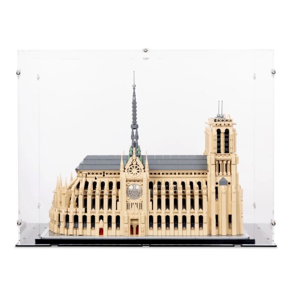 Pr&eacute;sentoir en acrylique pour LEGO&reg; 21061 Notre-Dame de Paris (avec base noire)