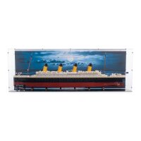 Pr&eacute;sentoir en acrylique pour LEGO&reg; 10294 Titanic (avec image darri&egrave;re-plan et base noire)