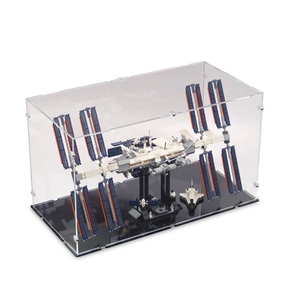 Acrylic display for LEGO&reg; 21321 International Space Station (With black base)