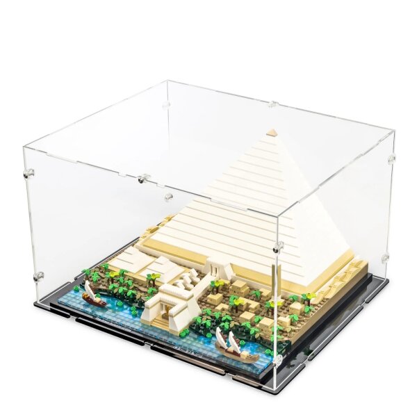 Pr&eacute;sentoir en acrylique pour LEGO&reg; 21058 Grande Pyramide de Gizeh (avec base noire)