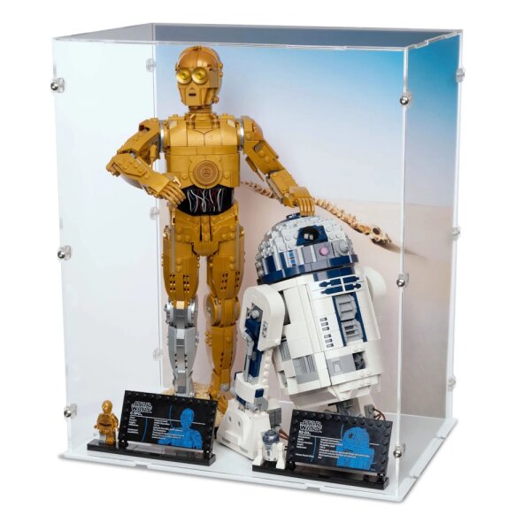Acryl-Display f&uuml;r LEGO&reg; 75398/75379  Star Wars C-3PO & R2-D2 (Mit Hintergrundbild einer W&uuml;stenlandschaft)