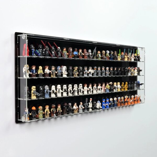 Display da parete in acrilico per 100 minifigure LEGO&reg; (con sfondo nero)