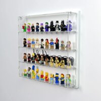Display da parete in acrilico per 40 minifigure LEGO&reg; (con sfondo bianco)