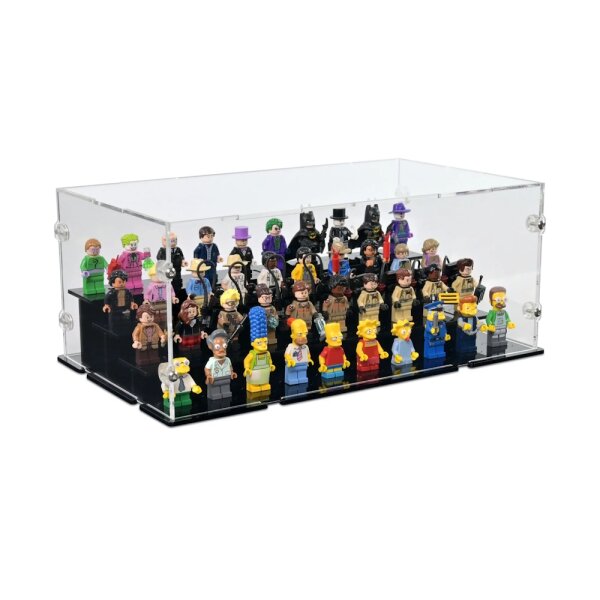 Pr&eacute;sentoir en acrylique pour 40 figurines LEGO&reg; (avec base noire et tenons)