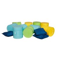 Classico gioco di lancio delle lattine con 10 lattine colorate e 3 sacchetti da lancio: per bambini dai 3 anni in su, pu&ograve; essere giocato sia allinterno che allesterno.
