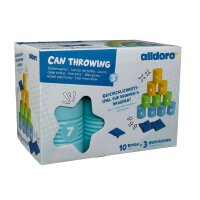 Classico gioco di lancio delle lattine con 10 lattine colorate e 3 sacchetti da lancio: per bambini dai 3 anni in su, pu&ograve; essere giocato sia allinterno che allesterno.