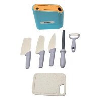 Set di coltelli ecologici per bambini in paglia di grano &ndash; accessori da cucina da 7 pezzi per giochi di ruolo fantasiosi