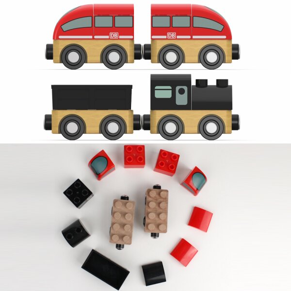 Mein Kreativ Zug Set 2 - Regiozug & Dampflok mit Tender
