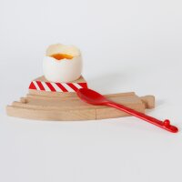 Set colazione ferroviario &ndash; portauovo con sbarra, compatibile con Brio & Co.