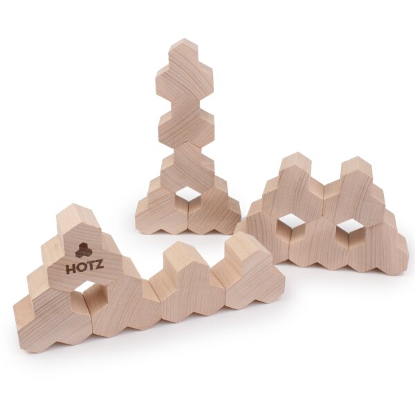 Hotz Architect - 15 blocs de construction en bois naturel (fabriqu&eacute;s en Allemagne)