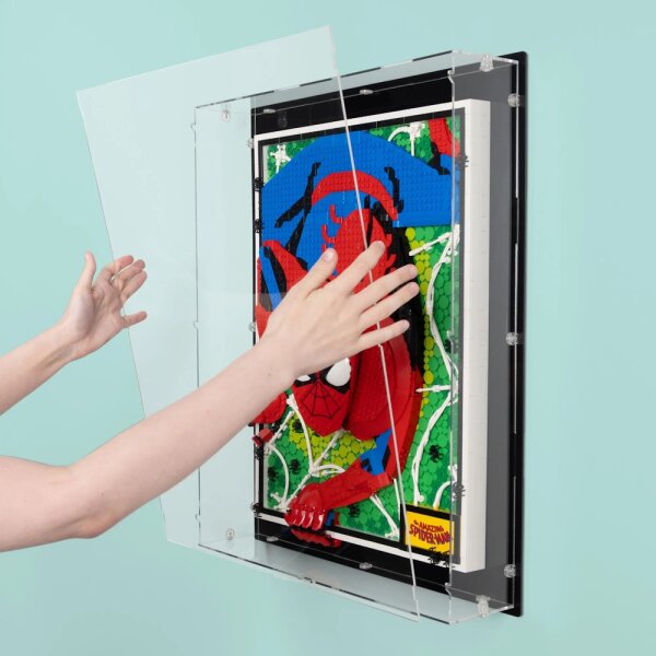 Pr&eacute;sentoir mural en acrylique pour LEGO&reg; 31209 The Amazing Spider-Man (avec fond noir)