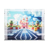 Acrylic Display Case for LEGO&reg; 72037 Mario Kart - Mario & Standard Kart (background image and black base)