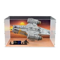 Acrylic display for LEGO&reg; 75331 Star Wars - The Razor Crest (with background image, stand & black base)