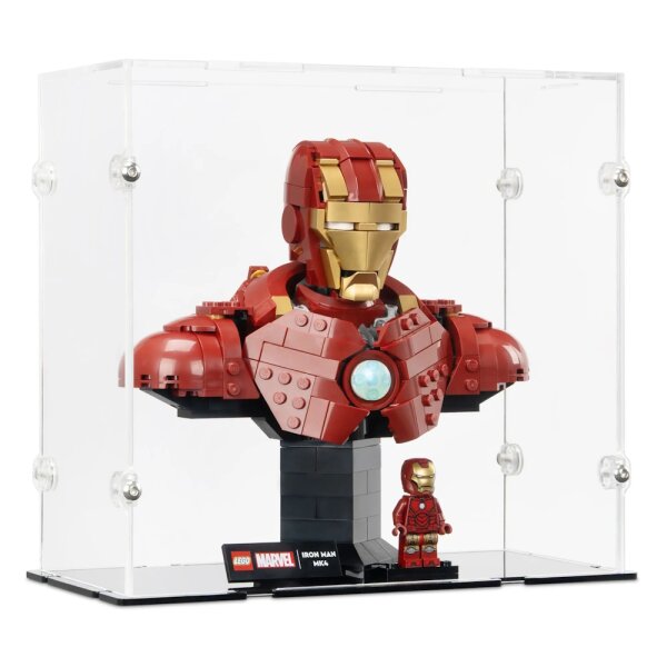 Display in acrilico per LEGO&reg; 76327 Busto di Iron Man MK4 (con fondo nero)