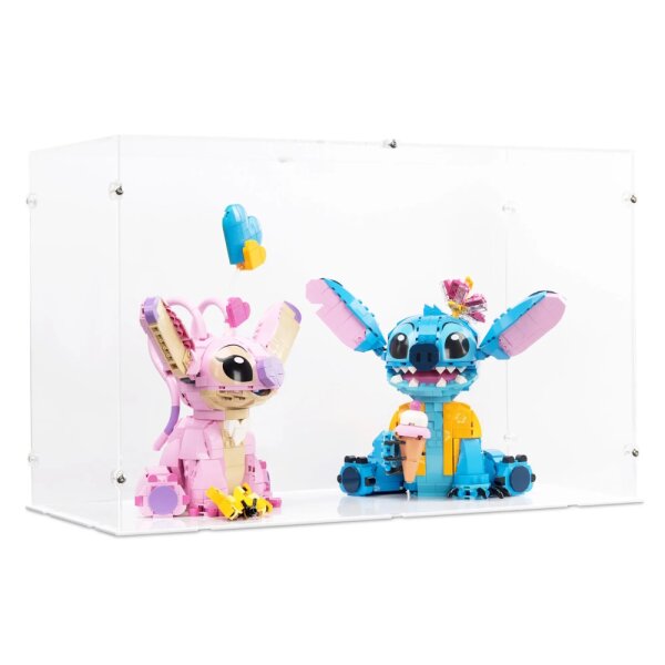 Display in acrilico per LEGO&reg; 43249/43257 - Stitch e Angel insieme (con fondo bianco)