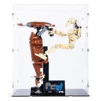 Pr&eacute;sentoir en acrylique pour LEGO&reg; 75428 Star Wars Dro&iuml;de de combat sur son STAP (avec fond noir)