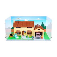 Display in acrilico per LEGO&reg; 71006 La casa dei Simpson (con immagine di sfondo e pavimento bianco)