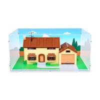 Display in acrilico per LEGO&reg; 71006 La casa dei Simpson (con immagine di sfondo e pavimento bianco)