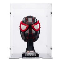 Display in acrilico per LEGO&reg; 76329 Marvel Maschera di Miles Morales (con fondo nero)
