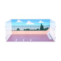 Acrylic display for LEGO&reg; 71016 The Simpsons - Kwik-E-Mart (with background image and white base)