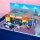 Acrylic display for LEGO&reg; 71016 The Simpsons - Kwik-E-Mart (with background image and white base)