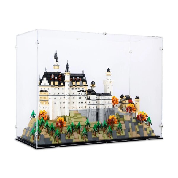 Pr&eacute;sentoir en acrylique pour LEGO&reg; 21063 Le ch&acirc;teau de Neuschwanstein (avec fond noir)