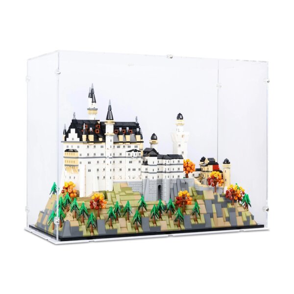 Pr&eacute;sentoir en acrylique pour LEGO&reg; 21063 Le ch&acirc;teau de Neuschwanstein (avec fond blanc)