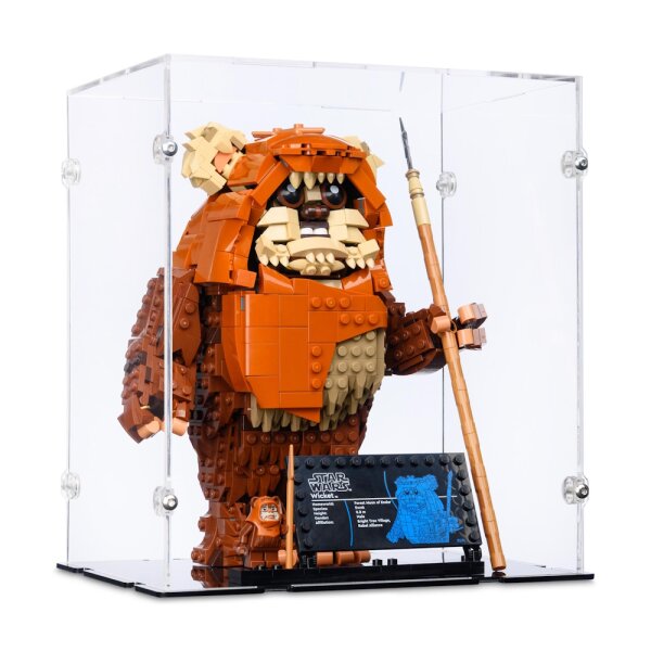 Display in acrilico per LEGO&reg; 75430 Star Wars - Wicket lEwok (con fondo nero)
