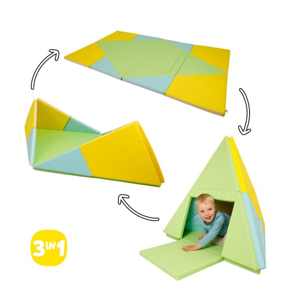 3-in-1 Play Mat, Foldable into a Teepee Tent & Boat