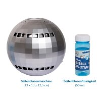 Machine &agrave; bulles boule disco (13 x 13 cm, 50 ml de solution &agrave; bulles incluse)