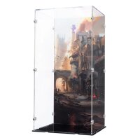 Pr&eacute;sentoir en acrylique pour LEGO&reg; 75434 Star Wars - K-2SO le dro&iuml;de de s&eacute;curit&eacute; (avec image darri&egrave;re-plan et base noire)