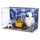 Pr&eacute;sentoir en acrylique pour LEGO&reg; 43279 Disney - WALL-E & EVEX (avec image darri&egrave;re-plan et base blanc)