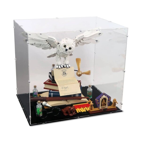 Pr&eacute;sentoir en acrylique pour LEGO&reg; 76391 Harry Potter - Ic&ocirc;nes de Poudlard, &Eacute;dition Collector (avec fond noir)