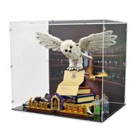 Pr&eacute;sentoir en acrylique pour LEGO&reg; 76391 Harry Potter - Ic&ocirc;nes de Poudlard, &Eacute;dition Collector (avec image darri&egrave;re-plan et base noire)