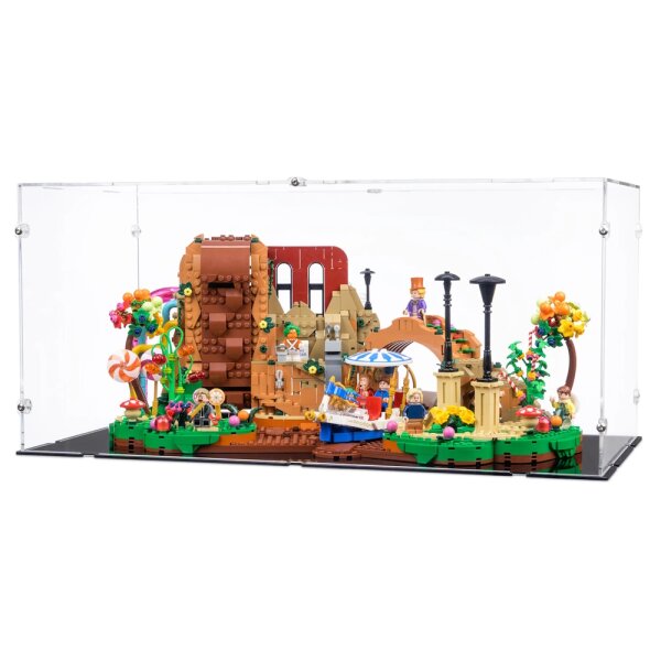 Acrylic display for LEGO&reg; 21360 Willy Wonka and the Chocolate Factory (With black floor)