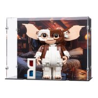 Display acrilico per LEGO&reg; 21361 Gremlins Gizmo (con immagine di sfondo e base nera)