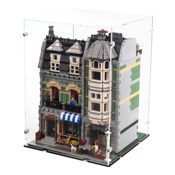 Pr&eacute;sentoir en acrylique pour LEGO&reg; 10185 L&rsquo;&eacute;picerie (Green Grocer) (avec fond noir)