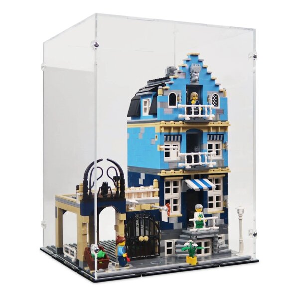 Pr&eacute;sentoir en acrylique pour LEGO&reg; 10190 Market Street (avec fond noir)