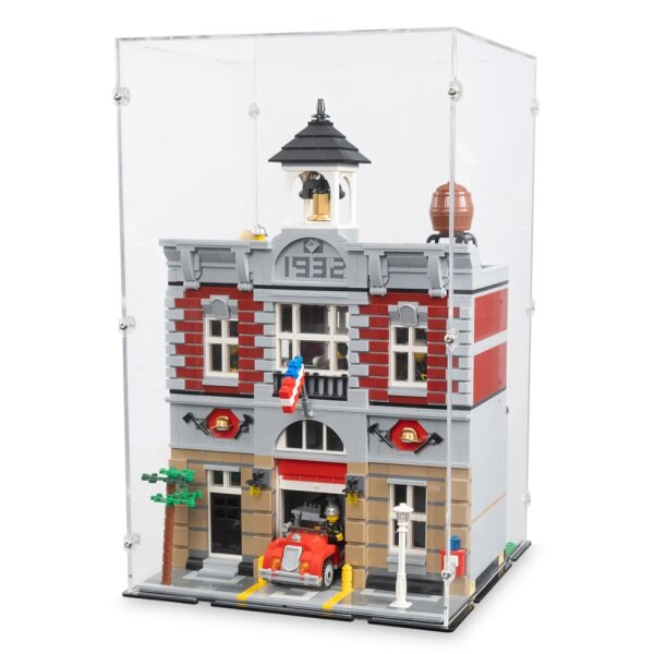 Pr&eacute;sentoir en acrylique pour LEGO&reg; 10197 Fire Brigade (avec fond noir)