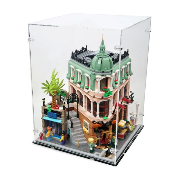 Pr&eacute;sentoir en acrylique pour LEGO&reg; 10297  L&rsquo;h&ocirc;tel-boutique (avec fond noir)