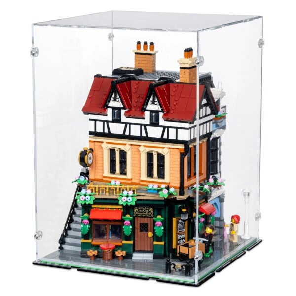 Pr&eacute;sentoir en acrylique pour LEGO&reg; 10350 La b&acirc;tisse Tudor (avec fond noir)