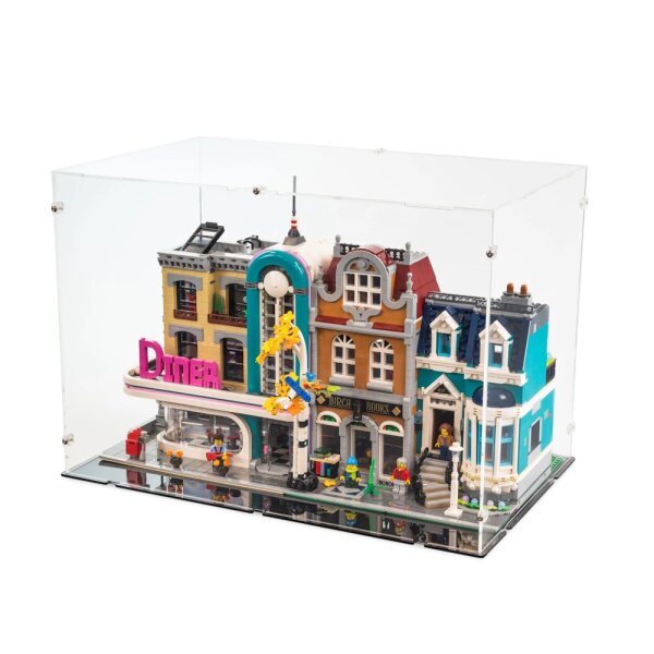 Acrylic display for 2 LEGO&reg; Modular Building Sets XL (L 52 x W 32 x H 36 cm with black base)