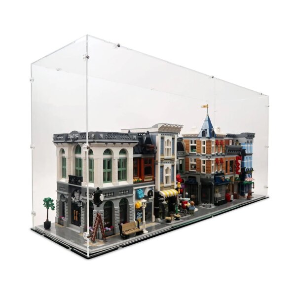 Acrylic display for 3.5 LEGO&reg; Modular Building Sets (L 90 x W 26 x H 43 cm with black base)