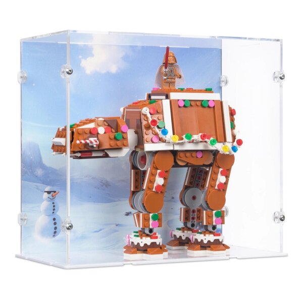 Acryl-Display f&uuml;r LEGO&reg; 40806 Star Wars Lebkuchen AT-AT (Mit Hintergrundbild & weissem Boden)
