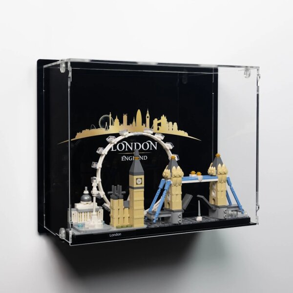 Display in acrilico perLEGO&reg; 21034 London (con immagine di sfondo e base nera)