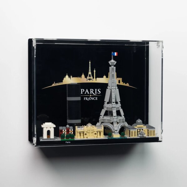 Display in acrilico perLEGO&reg; 21044 Paris (con immagine di sfondo e base nera)