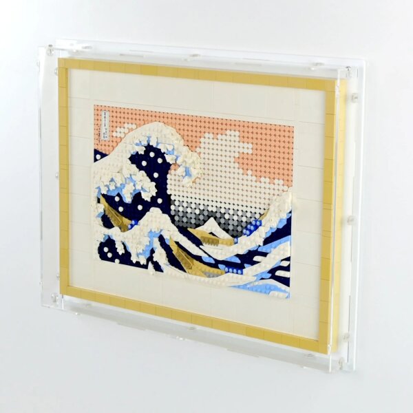Display in acrilico perLEGO&reg; 31208 Hokusai - La Grande Onda (con sfondo bianco)
