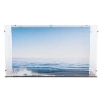 Acrylic display for LEGO&reg; 21350 Jaws (With background image & black base)